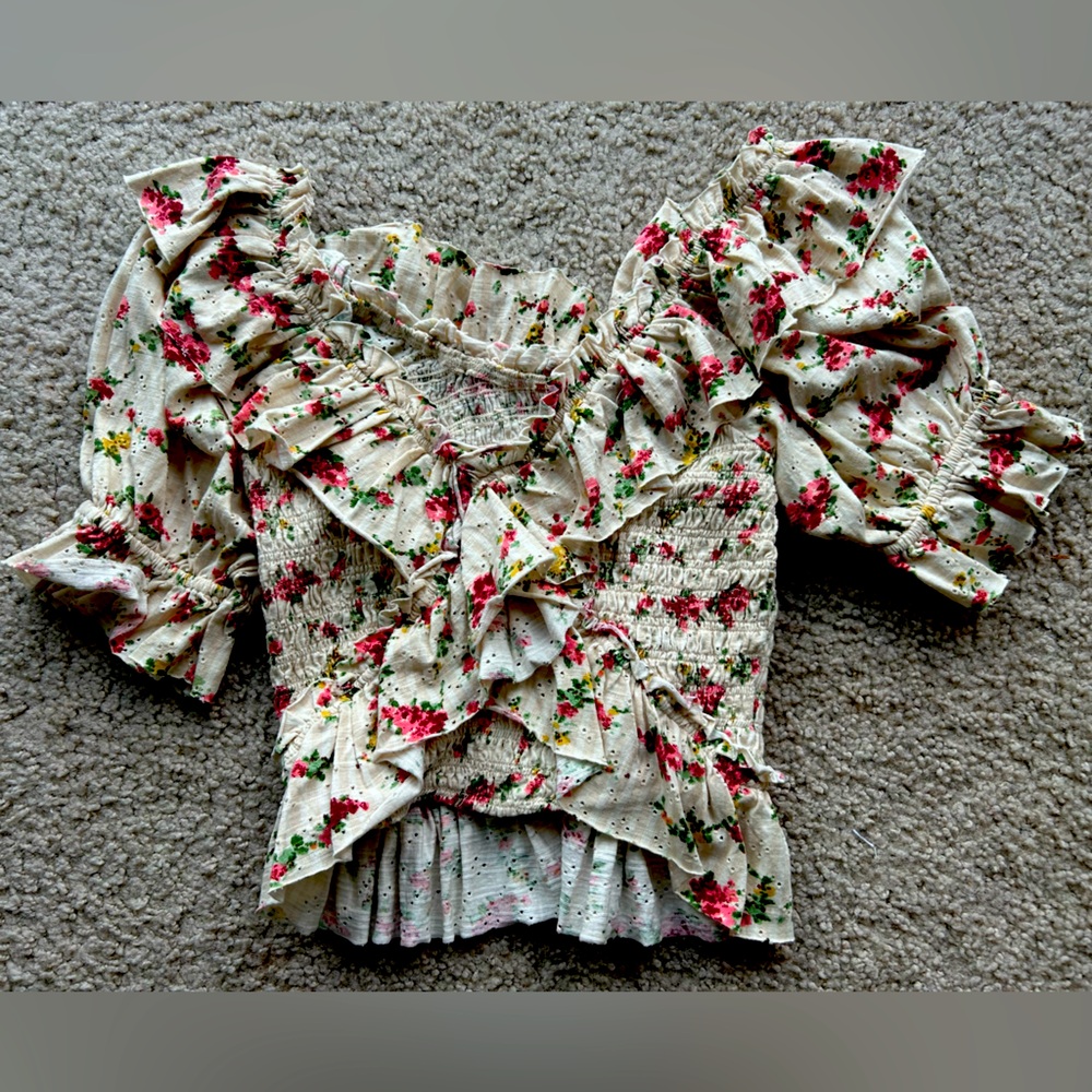 Free People Floral Ruffle Top